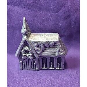 Pewter church Two Sided Christmas candle holder